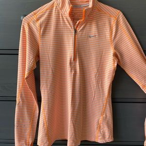 Orange Striped Nike 1/2 zip running shirt